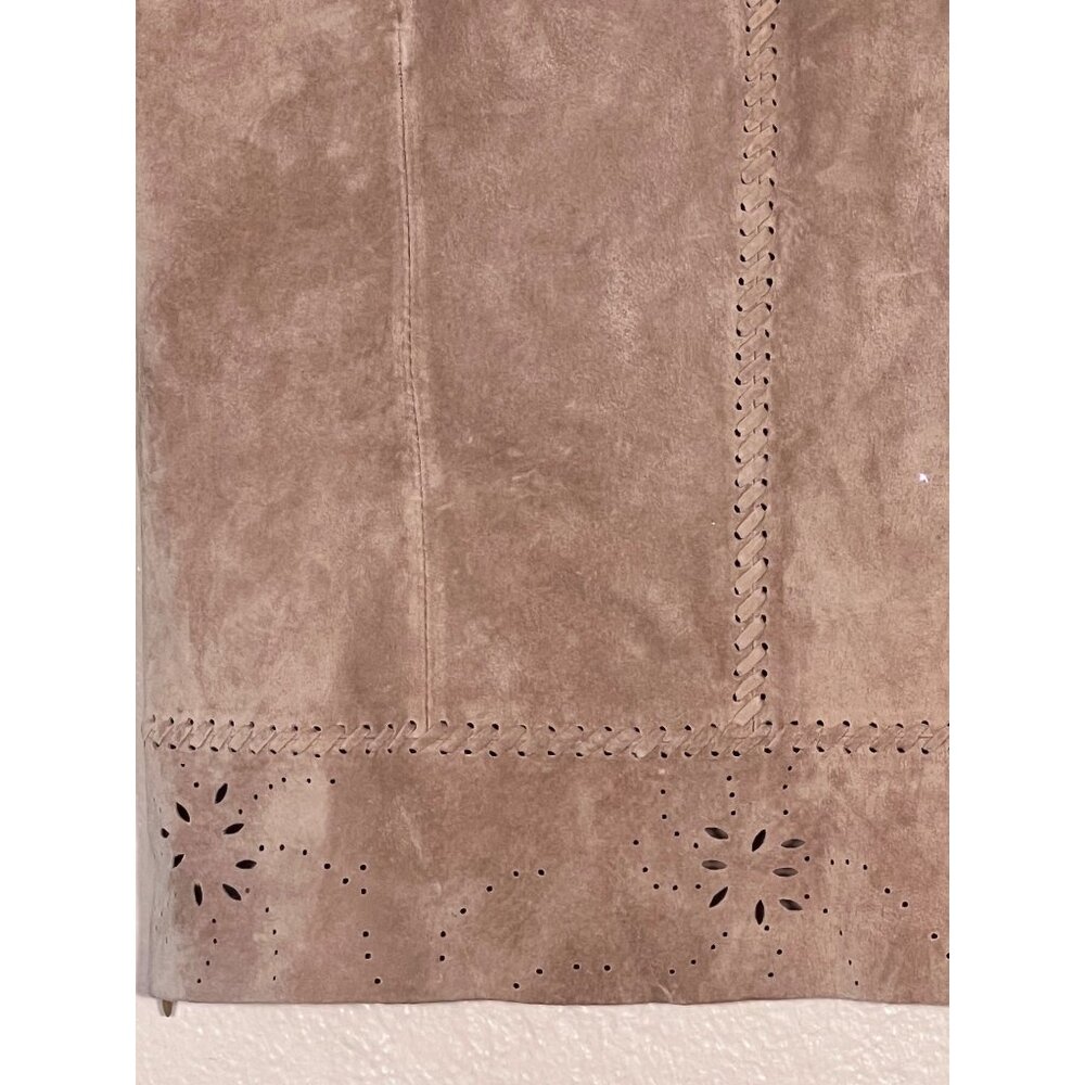 HIT P Size P Suede Leather Beige Vest Perforated Design Western Rodeo Tribal - Picture 13 of 16
